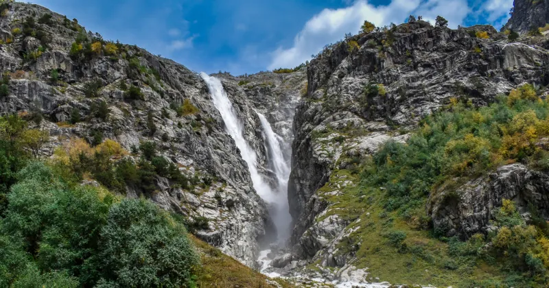 Camp near the Ushba waterfall